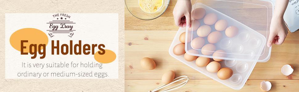 24 Egg Storage Holder for Refrigerator, Stackable Covered Egg Tray Container with Lid, Clear Plastic Organizer for Fresh Egg Protection, 1-Pack Deviled Egg Dispenser with 24-Egg Capacity Each