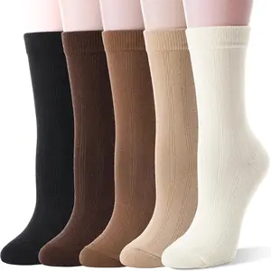 Thin Merino Wool Boot Socks Warm Winter Cozy Comfy Breathable Work Casual Socks for Women 5 PairsGift.