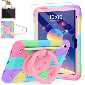 iPad Case with 360 Rotating Stand and Shoulder Strap for iPad 11th Gen 2025 and 10th Gen 2022, Colourful