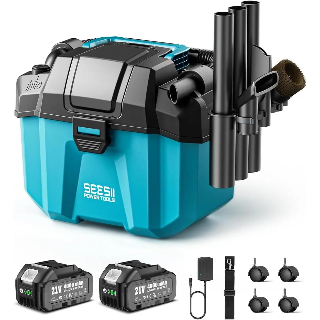 Cordless Wet Dry Shop Vac, 2 x 4.0Ah Rechargeable  | 2.6 Gallon Vacuum Cleaner, HEPA Filter,  for Garage,  and Workshop Wet & Dry Cleaning