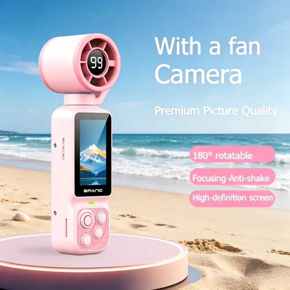 Multi-purpose Pocket Camera, Portable Vlogging Camera Comes with Photo, Video and Portable Fan. Small and Lightweight To Capture Wonderful Outdoor Vlog Moments Anytime.