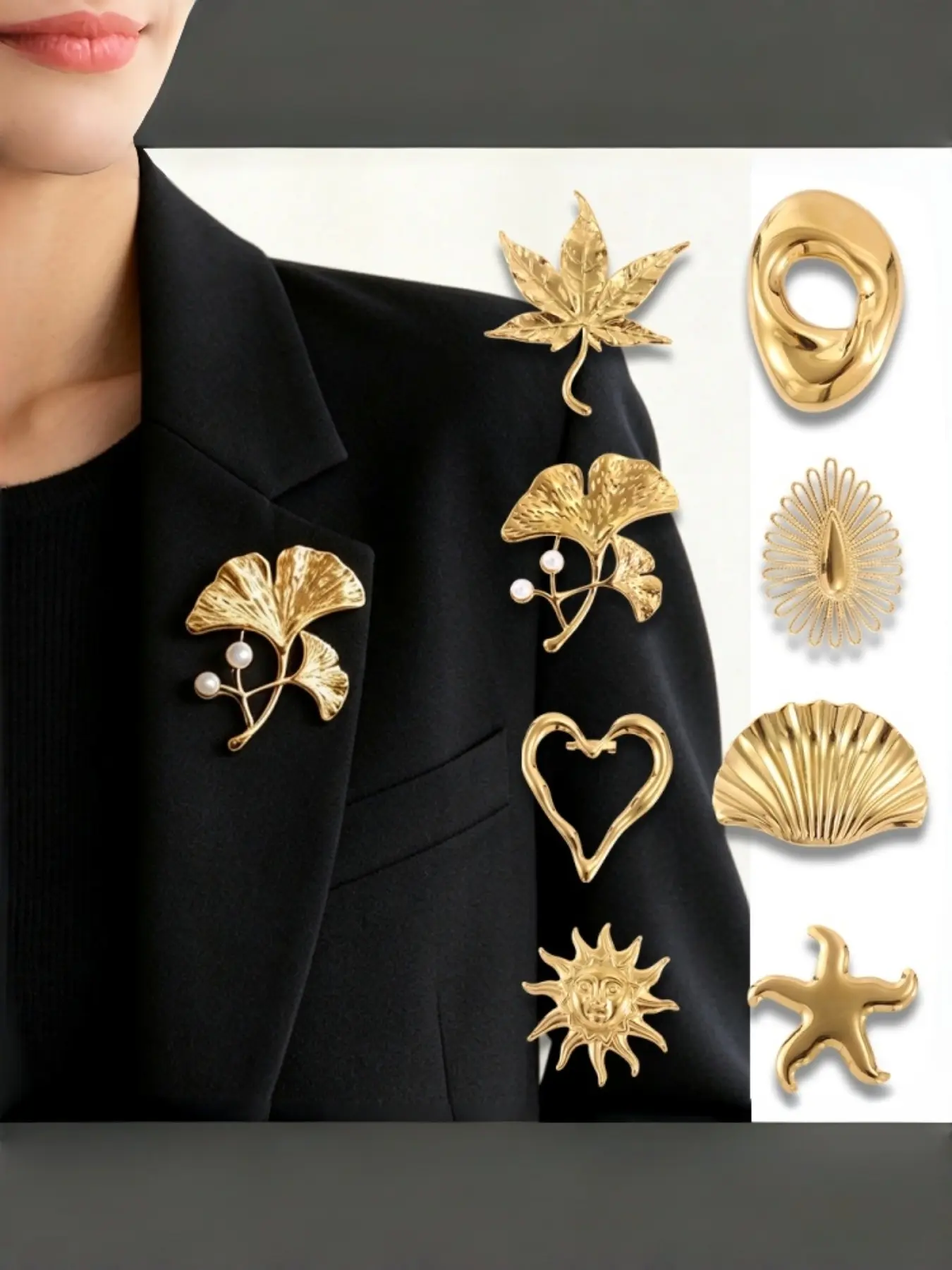 French Luxury Gold Plated Star Brooch, Women's High-End Blazer Pin, Versatile Fashion Accessory, Perfect for Daily Wear and Parties