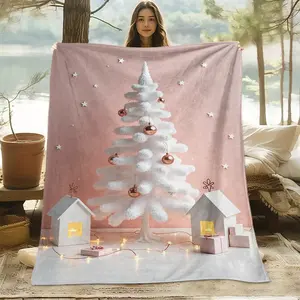 1Pc Comfortable Festive Decor Scene Flannel Blanket, All-Season Use, Cooling Blanket, Comfortable Skin-Friendly 100% Polyester Fiber, Perfect Gift For Family And Friends