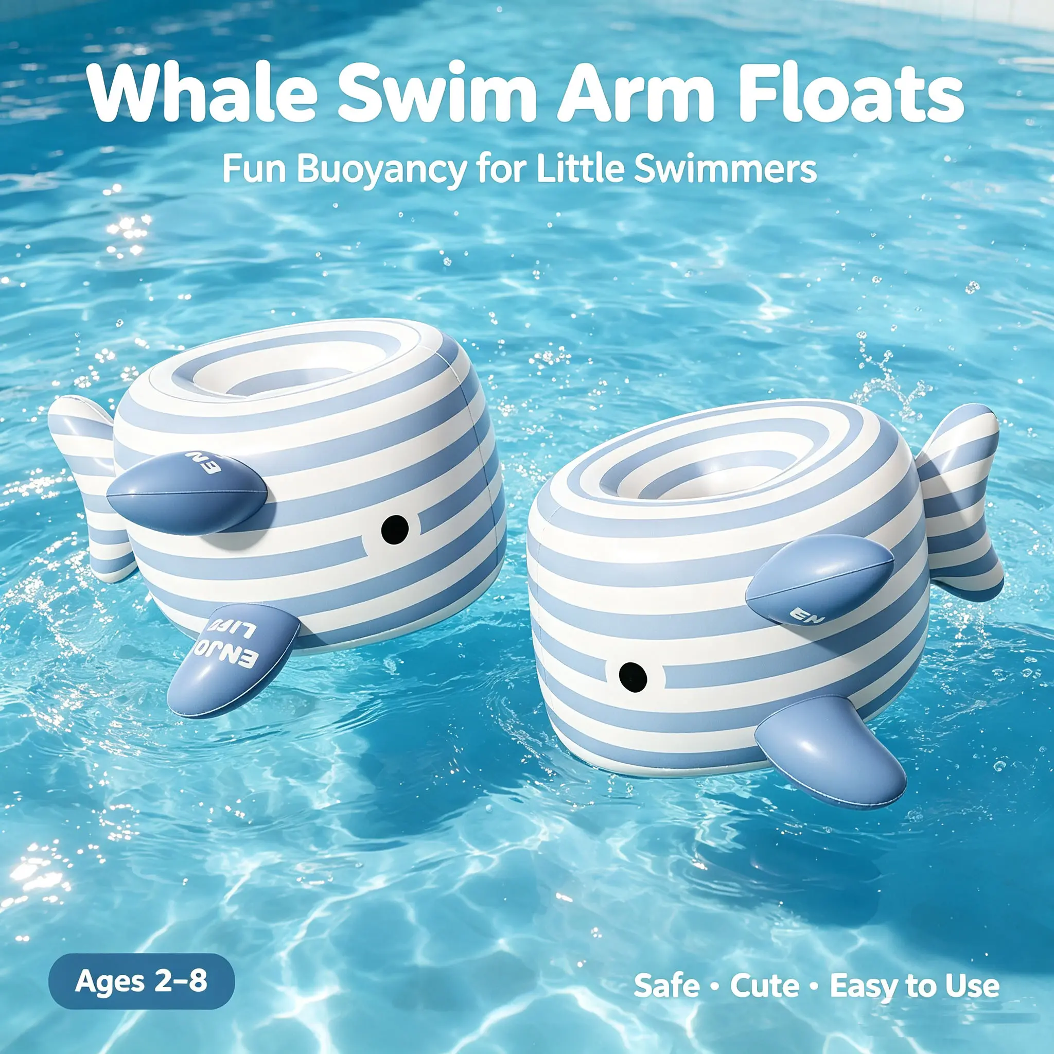 Kids Inflatable Arm Floaties Dual Air Chambers Leakproof Odorless PVC Water Wings Safe Swimming Arm Rings for Toddler Swim Beginners Pool Beach