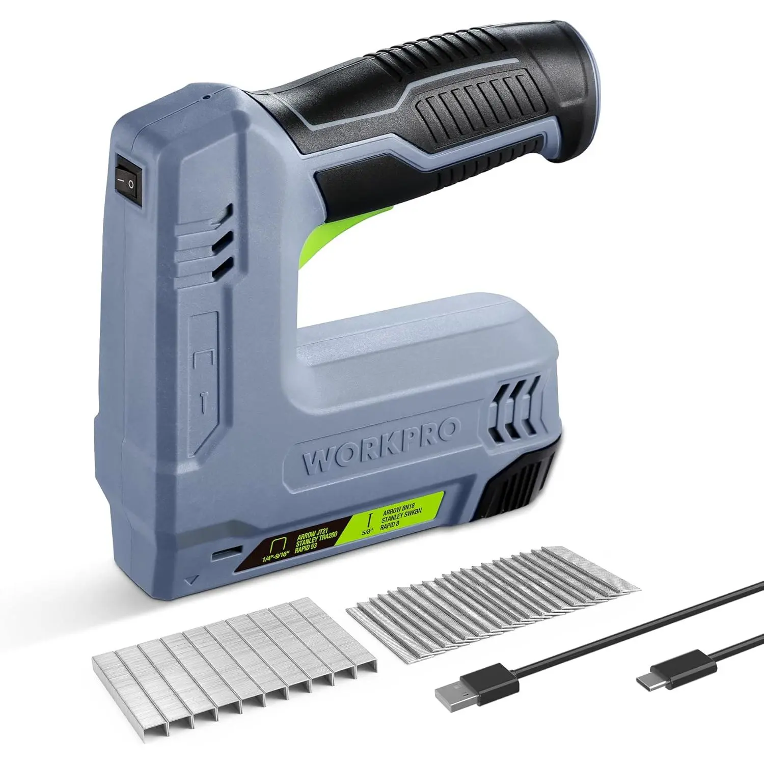 Electric Staple Gun, 2-in-1 Brad Nailer Electric with 2000PCS & USB Charger, 3.6V Staple Gun for Upholstering, Crafts, Carpentry, DIY, Grey
