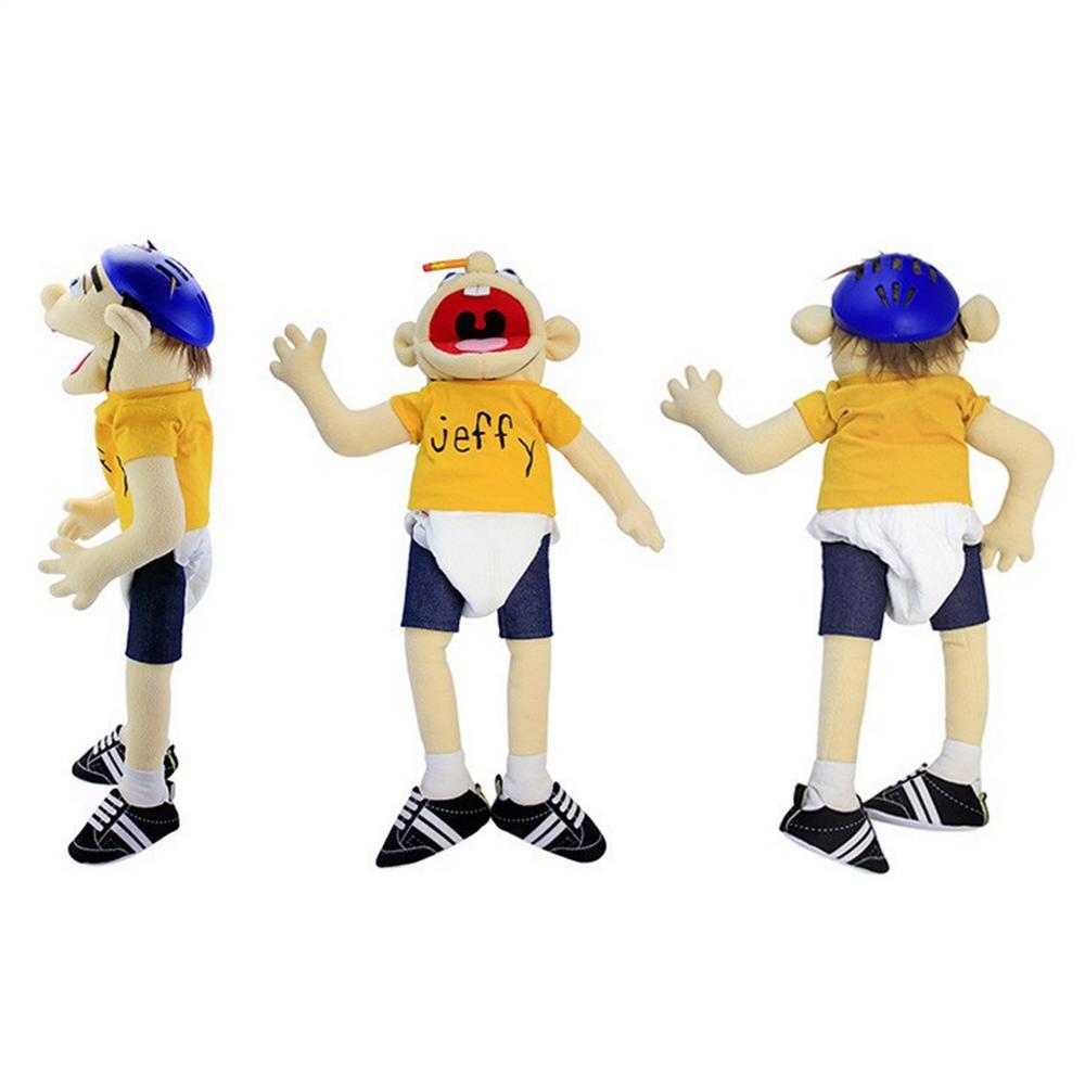 60cm Large Jeffy Boy Hand Puppet Plush Toys Removable Children Soft Doll Talk Show Party Props Puppet Stuffed Doll For Kids Gift