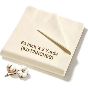 100% Cotton Unbleached Muslin Linen Fabric, 63 Inch X 2 Yards (72 Inches) Premium Medium Weight Cloth by The Yard for Sewing, Embroidery, Crafts, Apparel Projects