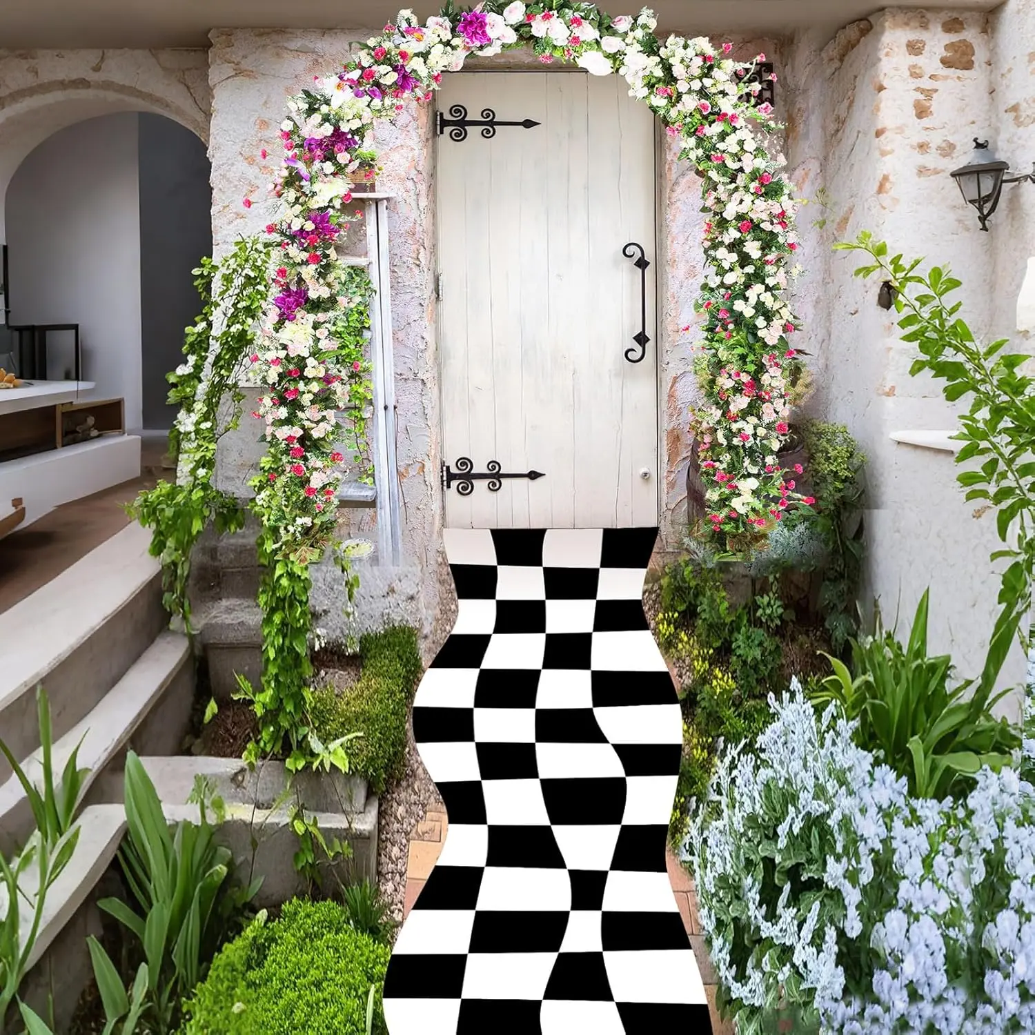1 count Wonderland Party Decoration Backdrop Rug  Aisle Runner Carpet Wall Art for Wonderland   Shower Birthday Party Decor