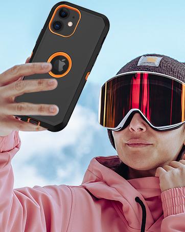 for iPhone 11 Case, with Built in Screen Protector Heavy Duty Drop Protection, Full Body Rugged Shockproof Dust Proof 3- Layer Tough Protective Phone Cover for Apple iPhone 11 Black/Orange