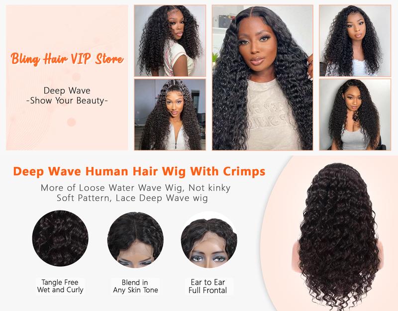[Update 13x6 Glueless Wig] Bling Hair 13x6 13x4 HD Transparent Glueless Lace Front Human Hair Wigs For Women Deep Wave 30 32 34 Inch Brazilian Curly Water Wave Glueless Wig Human Hair #TikTokShopHolidayHaul