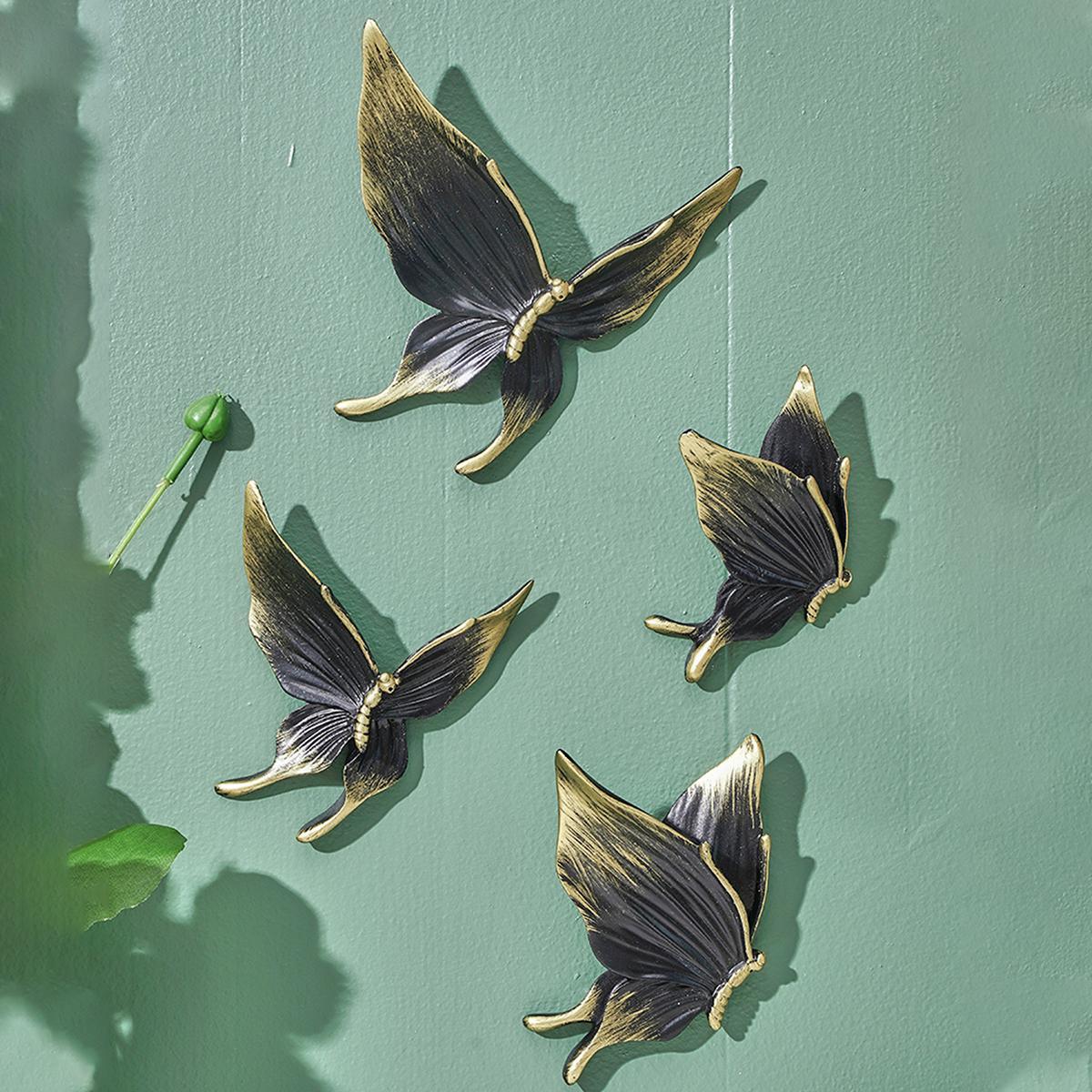 Butterfly Shaped Hanging Decor, 5 Counts/set Creative Resin Butterfly Wall Art Hanging Ornament, Wall Decor for Home Living Room Bedroom, Hangable