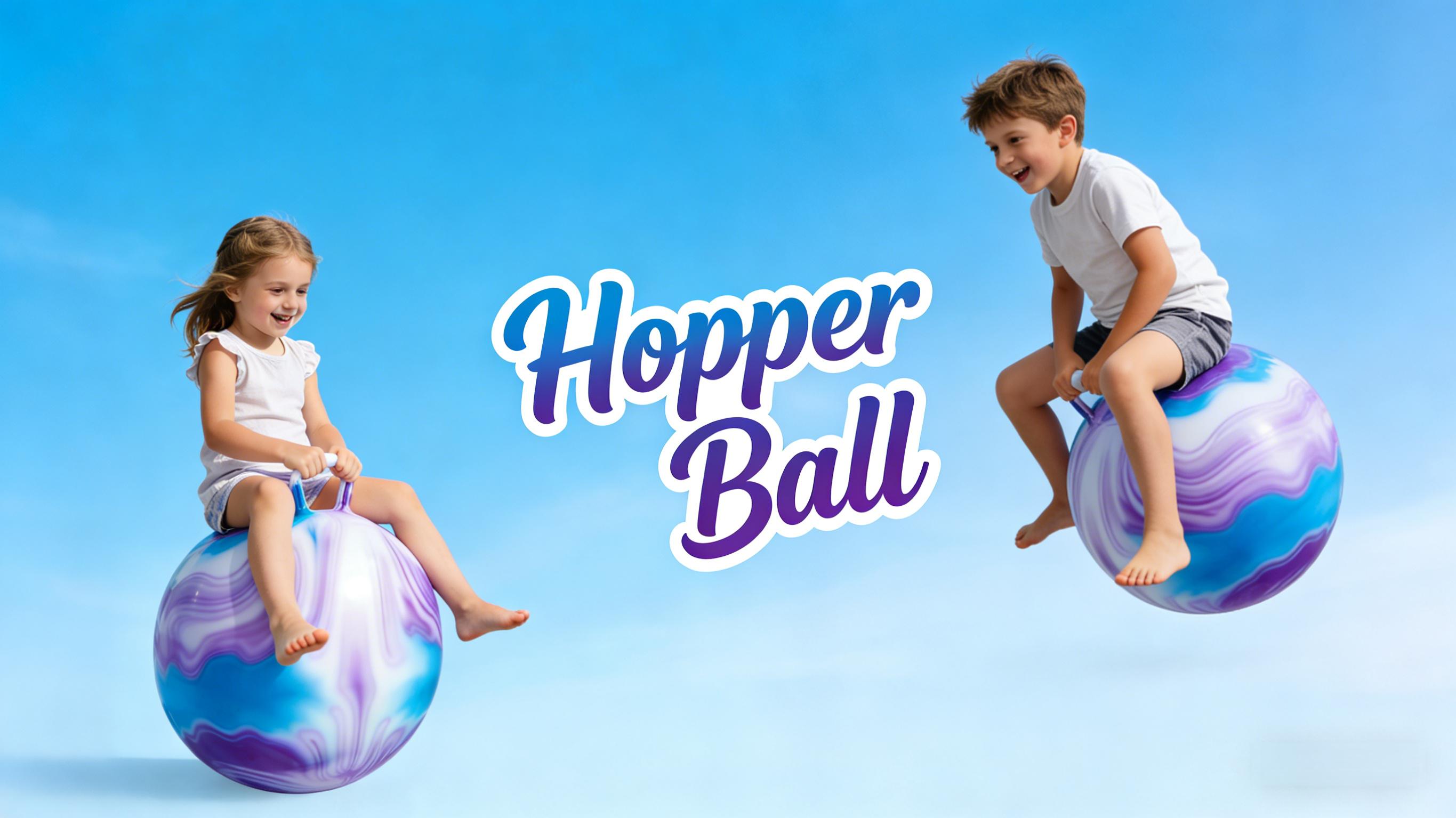 Hopping Ball for Kids, Teens  - Fun Bouncy Ball with Handle,18 Inches Bouncy Ball with Handles, Bouncing Bounce Balls Hopper, Inflatable Clouds Bounce Hopper Toy with Pump for Kids Ages 3-10,Active Play for Family Activities & Indoor/Outdoor Sports