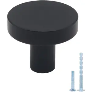 30 Pack Black Cabinet Knobs, Solid Dresser Knobs Kitchen Drawer Knob, Matte Black Single Hole Knob for Cabinets and Drawers Round