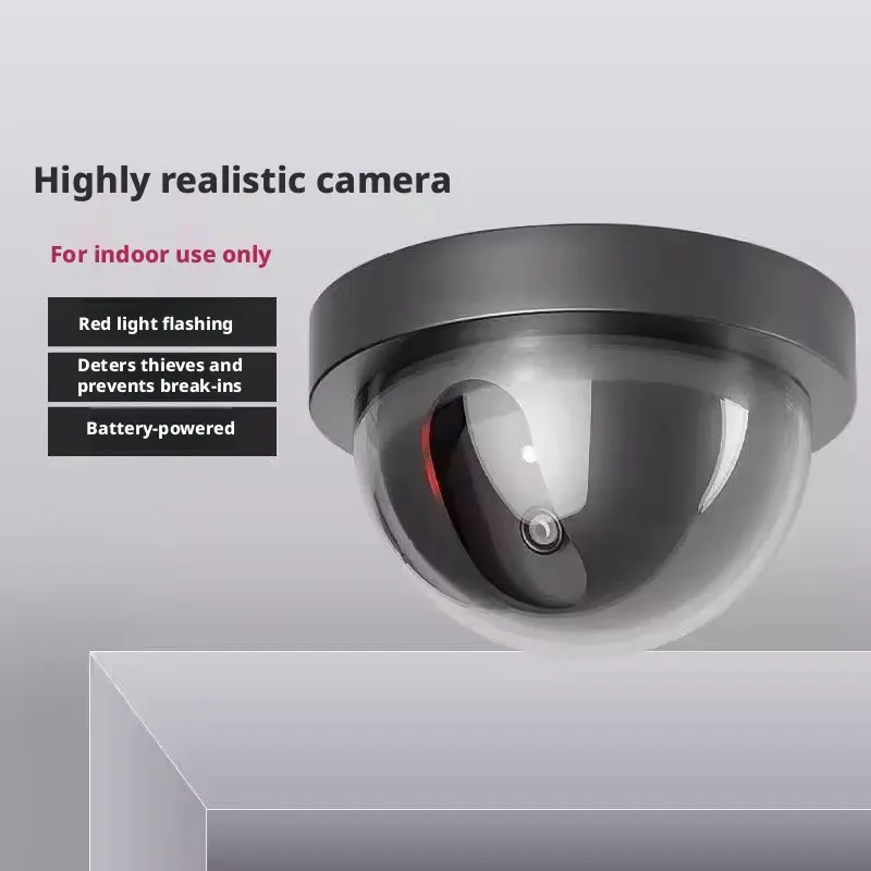 Realistic Fake Security Camera with Blinking LED Light, Easy Wall Mount for Home Office, Theft Deterrent Decorative Camera