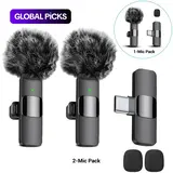 【Black Friday】Wireless Lavalier Microphone Clip, Compatible with iPhone & Android, Plug-and-Play Lapel Mic for Video Recording, Podcasts, Vlogs, TikTok & Teaching, Wireless Mics