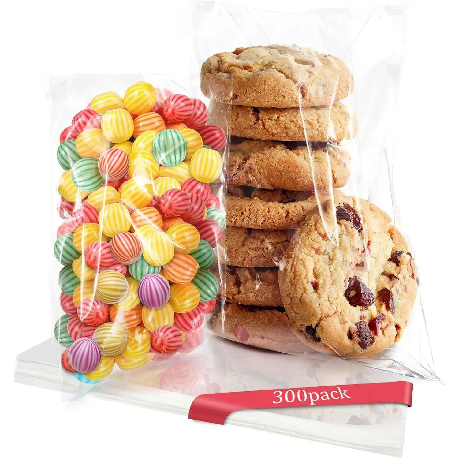 300 count Clear Cellophane Cookies Bags Self Sealing with 4x6"(150 PCS)& 5x7"(150 PCS) - Resealable Plastic  Bags Self Adhesive for Packaging Cookies, Party Favors, Bakery