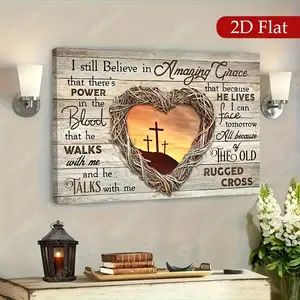 2D Flat, 1pc Wood Framed Canvas, Sunset Painting, God Landscape Canvas, Into The Arms Of Jesus, Gift for Christian, Ready to Hang,Fun religious themes, inspirational quotes decorations
