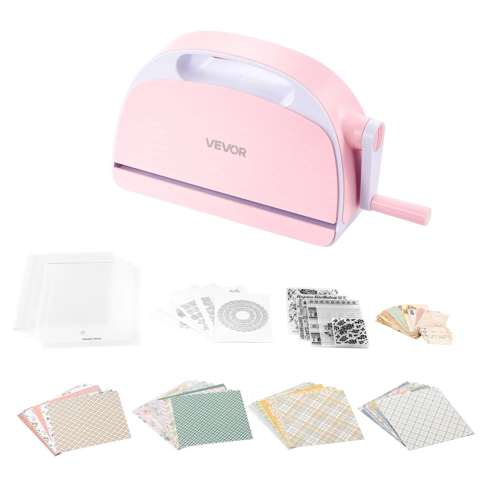 【DealsForYouDays】VEVOR Manual Die Cutting and Embossing Machine, 9" Opening, Portable Die Cut Machine Set with Cutting Dies, Embossing Folders, Paper Sheets, Cutting Plates, for Scrapbooking, Card Making, Crafting