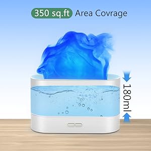 7 Colors Essential Oil Diffuser, Air Humidifier with Flame Led Light, Noiseless Operation, Auto-Off Protection - Perfect for Home Bedroom Office Gifts