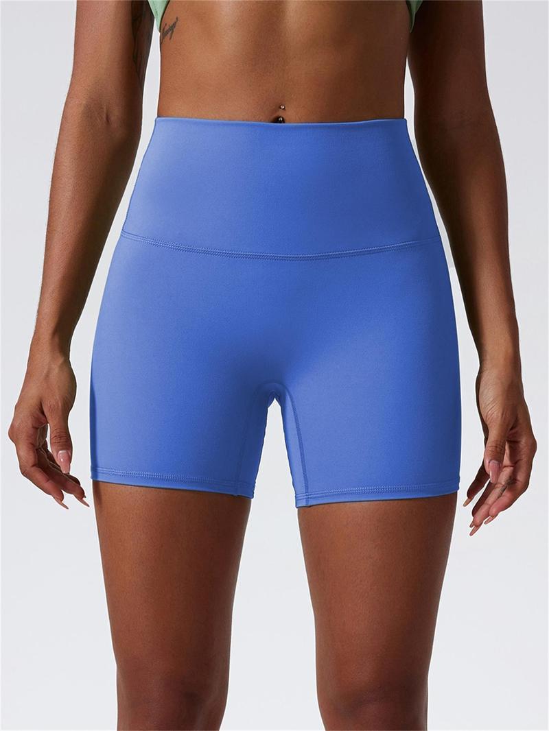 Women's Plain High Waist Skinny Sports Shorts, Gym Shorts, Sporty Wide-Waistband High-Stretch Shorts, Skinny Workout Shorts, Ladies' Sportswear for Indoor Outdoor Wear