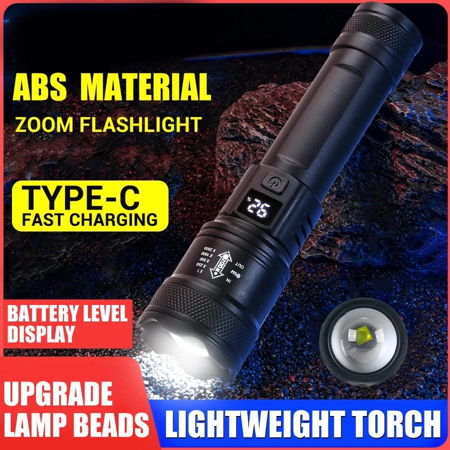 High Strong Power Led Flashlights Tactical Torch with Display Light USB Charging Camping Fishing Emergency Zoom Lantern High Strong Power Led Flashlights Tactical Torch with Display Light USB Charging Camping Fishing Emergency Zoom Lantern