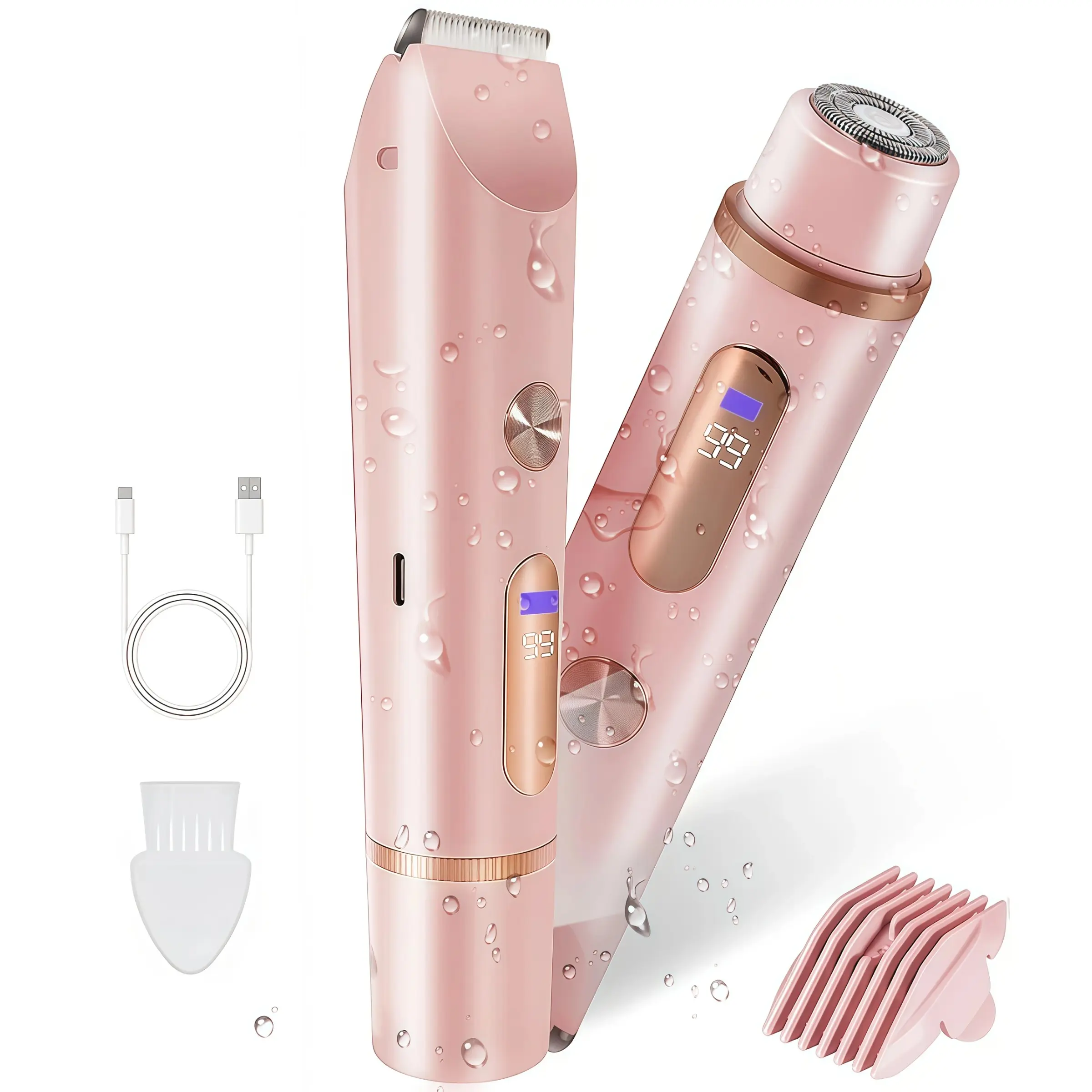 Electric Hair Trimmer for Women, Body Hair Trimming, 2-In-1 Blade, Easy Cleaning, Suitable for Underarms, Legs, Eyebrows, Intimate Areas, Model Zb-0236L
