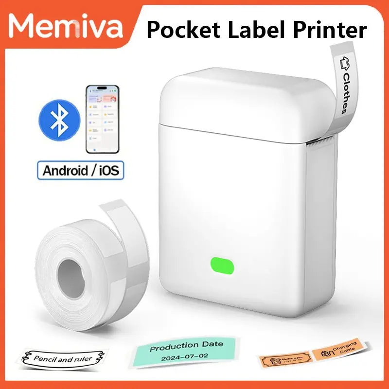 L12 Mini Bluetooth-compatible Label Printer, Inkless Portable Thermal Pocket Printer, Prints Barcodes Photos Notes, Replacement for D11/p15/d110, Home Office Use