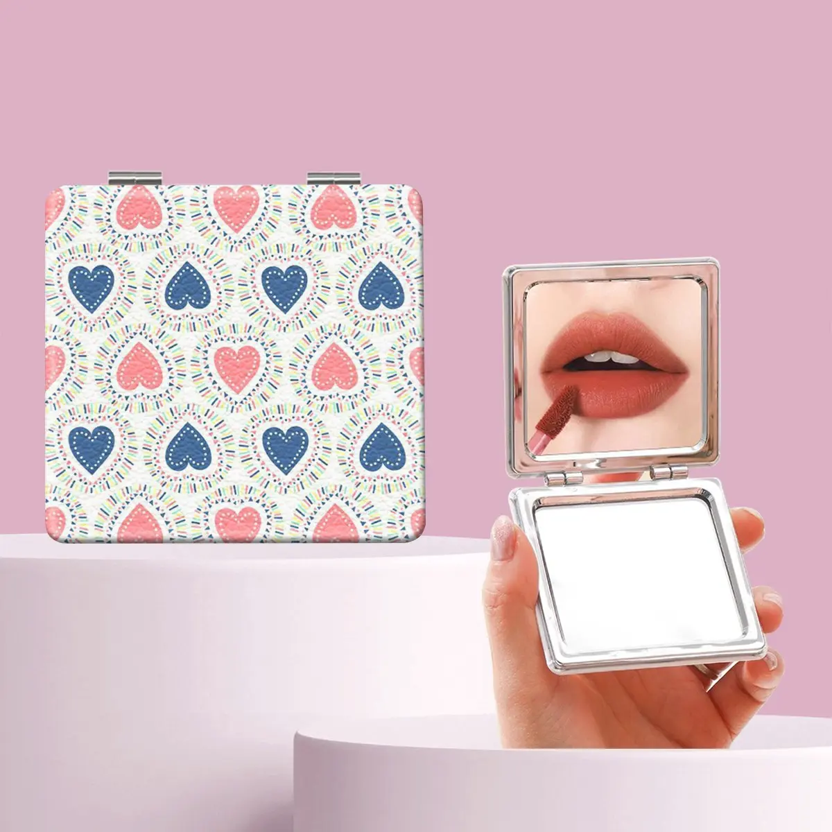 Millennial Y2K Heart Makeup Mirror, Portable Folding Mini Handheld Mirror, Perfect Gift for Friends and Family, Ideal for Holidays and Special Occasions