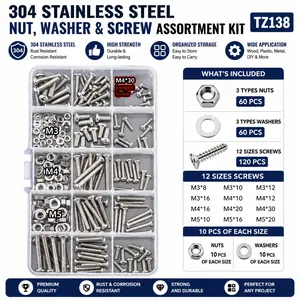 304 Round Machine/mother/ring M3m4m5 Set, Universal Fastening Assembly, Even Load Distribution, Corrosion Resistant, Easy Installation
