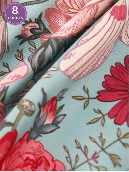 Women's Floral Pattern High Waist Underwear, Comfortable Fitted Design, All-Season Casual Style, Printed Pattern, Soft Fabric, Pack of 8