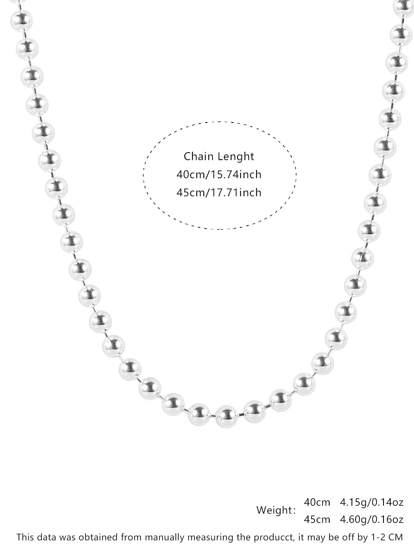 925 Sterling Silver Minimalist Beaded Decor Necklace, Fashion Jewelry for Party, Daily Clothing Decor, Trendy All-match, Elegant & Exquisite Jewelry for Birthday Gift, Minimalist Chain Necklace, Daily Wear Necklace