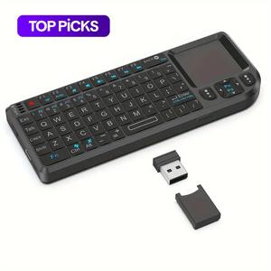 mini wireless keyboard, 2.4g rechargeable backlight keyboard with touchpad, keyboard for pc, mac, smart tv, wireless tablet keyboard
