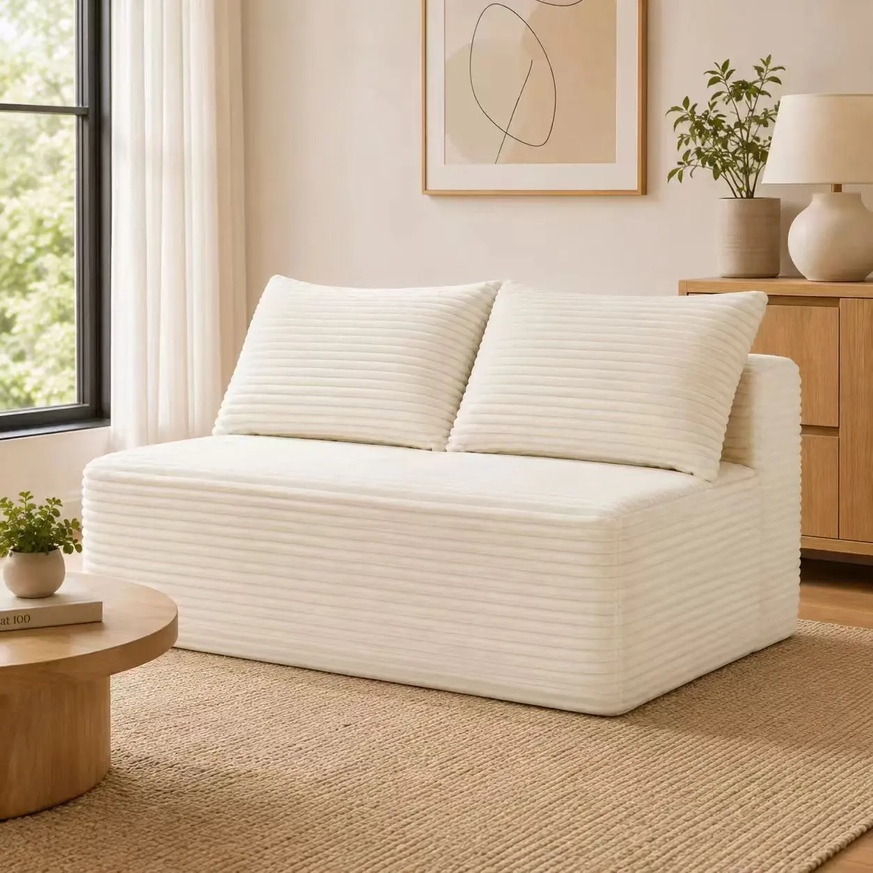 57 Inch Cloud Sectional Couch, 2‑Seater Modern Sofa for Living Room, Soft Upholstered Cloud Sofa Couch for Apartment Small Space