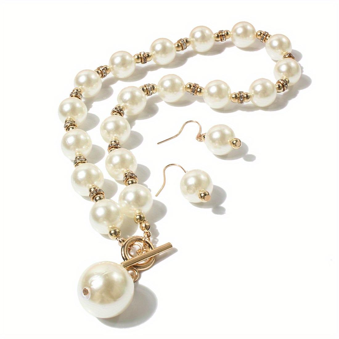 Diamond Imitation Pearl Necklace Elegant Short Clavicle Chain Necklace name plate