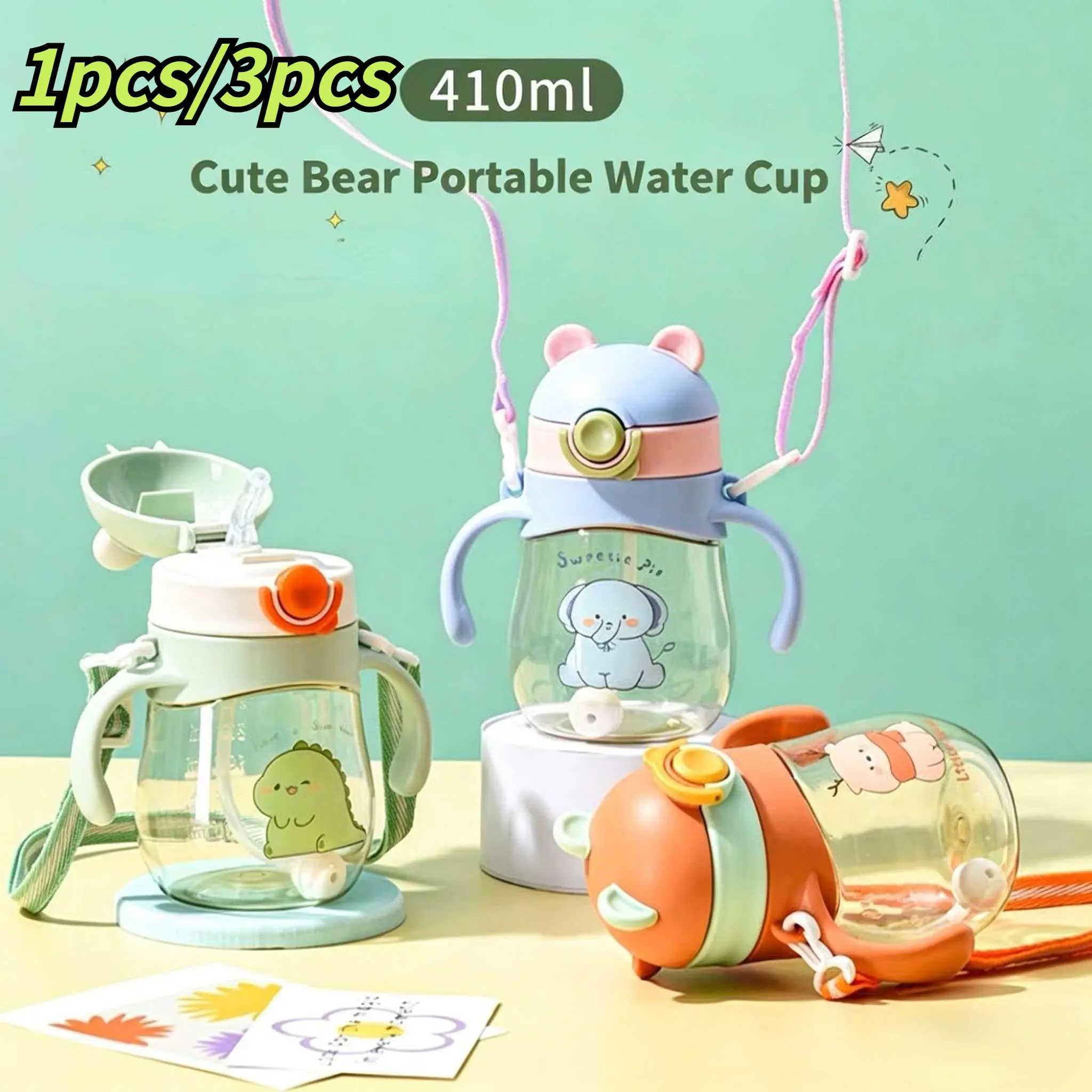 Straw Cup, Baby Learning Drinking Cup, Toddler Straw Cup, Anti-Choking Plastic Portable Water Bottle, 1pcs/3pcs, Safe & Easy to Use