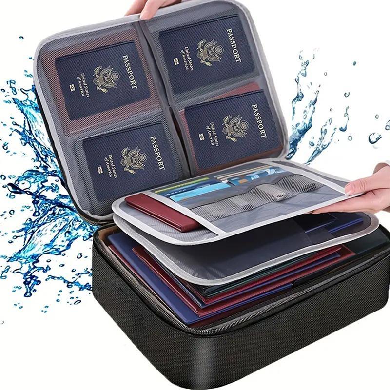 Small Fireproof Storage Organizer Case with Lock(11"x 10"x 4"), 3-Layer Soft Money Safe Coin Organizer Wallet Bag for Cash,Card,Passport,Check,Bill,Travel Home Organizer Carrying Case,Bag with Lock,Fireproof 3-Layer File Storage Case with Water-Resistant