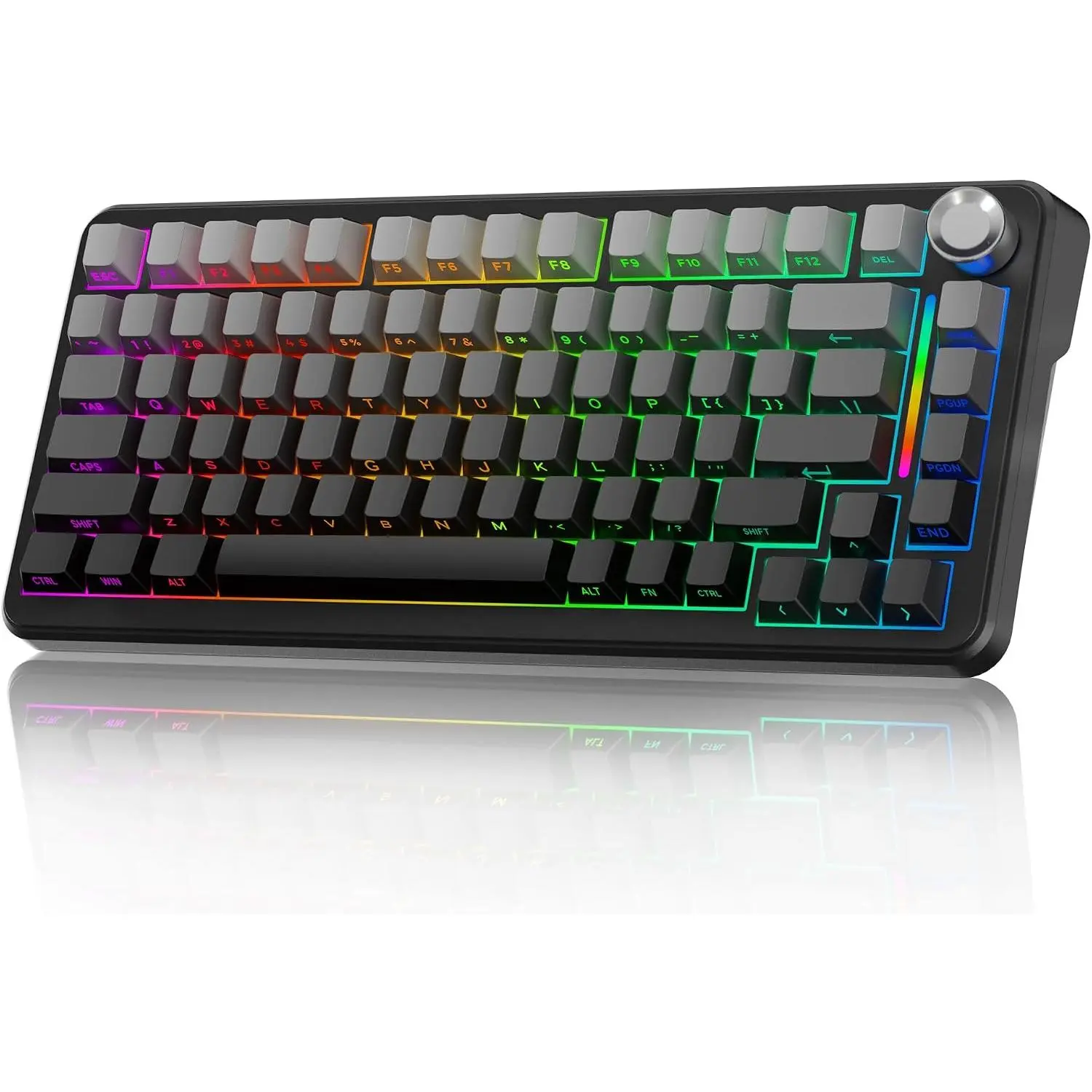 CORE V1 RGB Mechanical Keyboard,Color Black | 82-key RGB keyboard with tri-mode , customizable lighting, compact design and rotary knob for gaming and productivity
