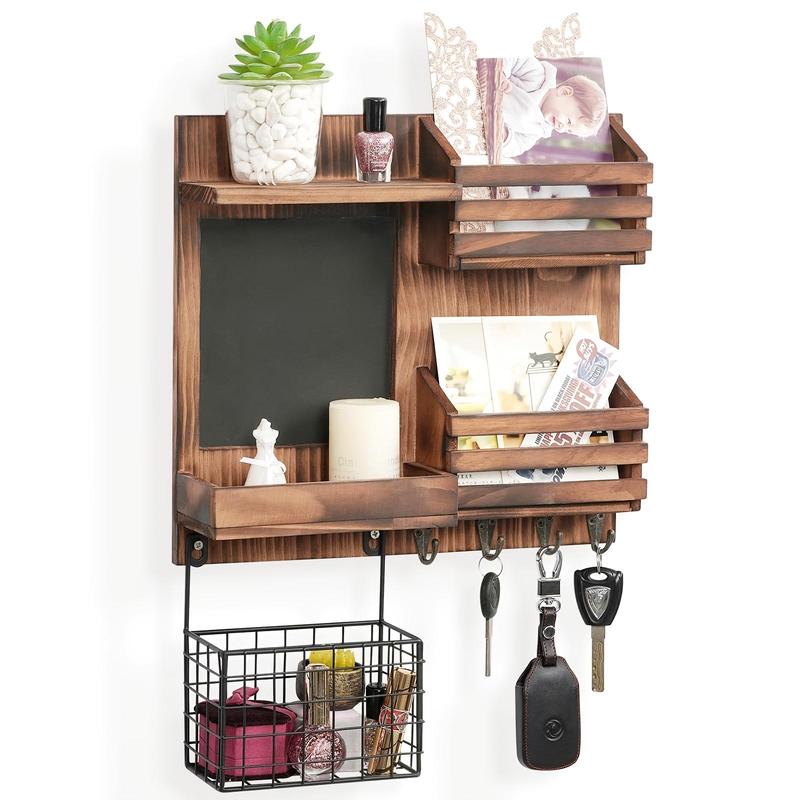 Wooden Wall Mounted Key Holder, Multi-purpose Storage Rack, Home Organizer for Entrance, Hallway, Living Room, Wall Mounted Hook