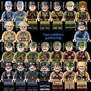 Multi-Nation Vintage Historical Uniform Brick Minifigs Formation Scene Set, Small Interlock Bricks With Complete Scene Decor Accessories, DIY Historical Array Display Collection For History Fans