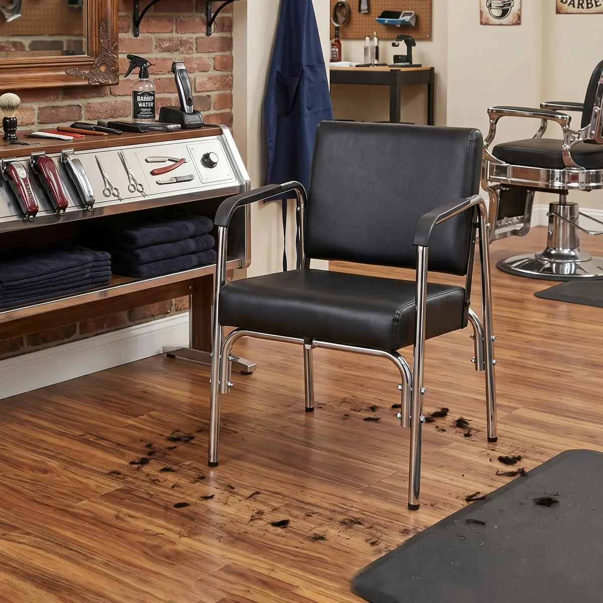 Salon Shampoo Chair Barber Chair Auto Reclining Barber, Extra Thick Seat and Durable Steel Construction, Salon Equipment Chairs for Hair Stylist,Black