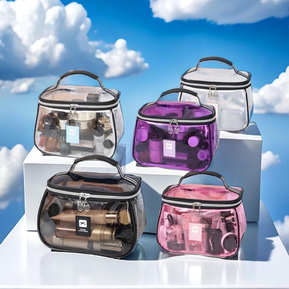 New Portable Transparent Makeup Bag, Transparent Vanity Bag, Large Capacity Waterproof Travel Cosmetic Organizer, Ideal for Holidays and Dates, Non-Toxic Material