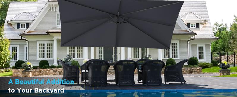 Extra Large 10' X 13' Cantilever Patio Umbrella, 360°Rotation, Rectangular Cantilever Patio Umbrella, Heavy Duty Windproof Off-Set Patio Umbrella, Easy Tilt Sunshade Waterproof for Deck Pool Patio