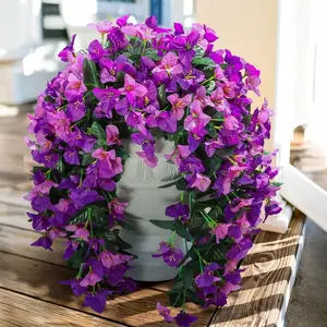 4 pieces of outdoor artificial hanging flowers, realistic bougainvillea artificial flowers, suitable for spring and summer decoration, UV resistant, applicable for use in flower pots, front doors, porches, and garden decorations.