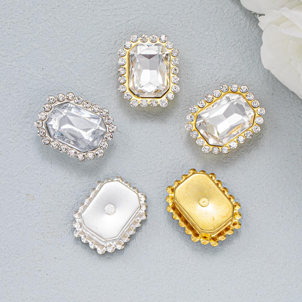 Adhesive DIY hand-sewn rectangular double-layer bow hardware for Crocs shoes and bags accessories