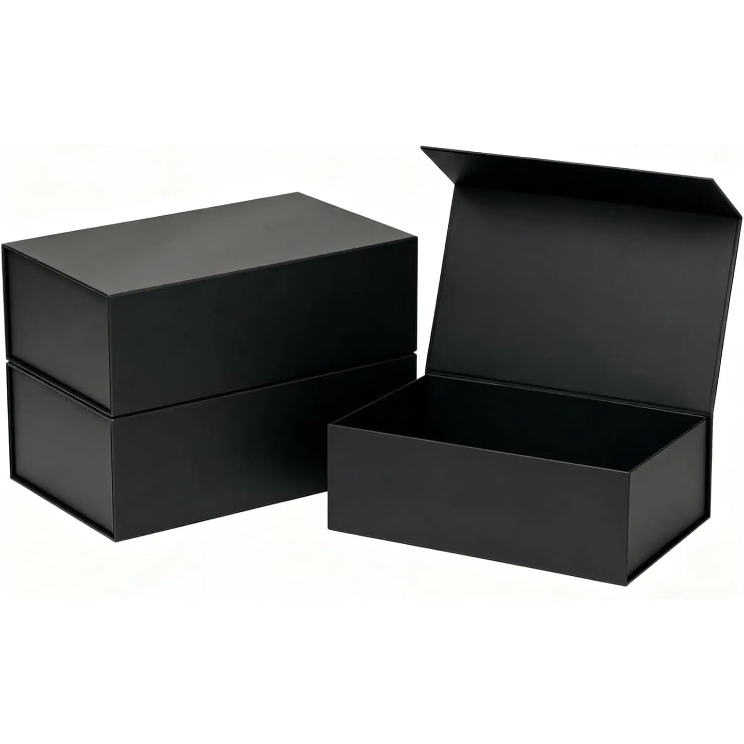 3Pack Black  Boxes with  Closure  Box, 11.81x8.46x3.35 Inches Collapsible Luxury  Packaging Box with  Card & Champagne Ribbon,  Present Box for Birthday, Wedding, Christmas, Mother's Day, Father's Day, Graduation,  Occasions  Wrapping