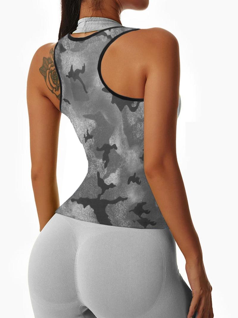 Women's Solid Sleeveless Sports Sauna Top, High Stretch Workout Tank Top for Tummy Control, Women's Sports Clothing for Indoor Outdoor Wear, Gym Top