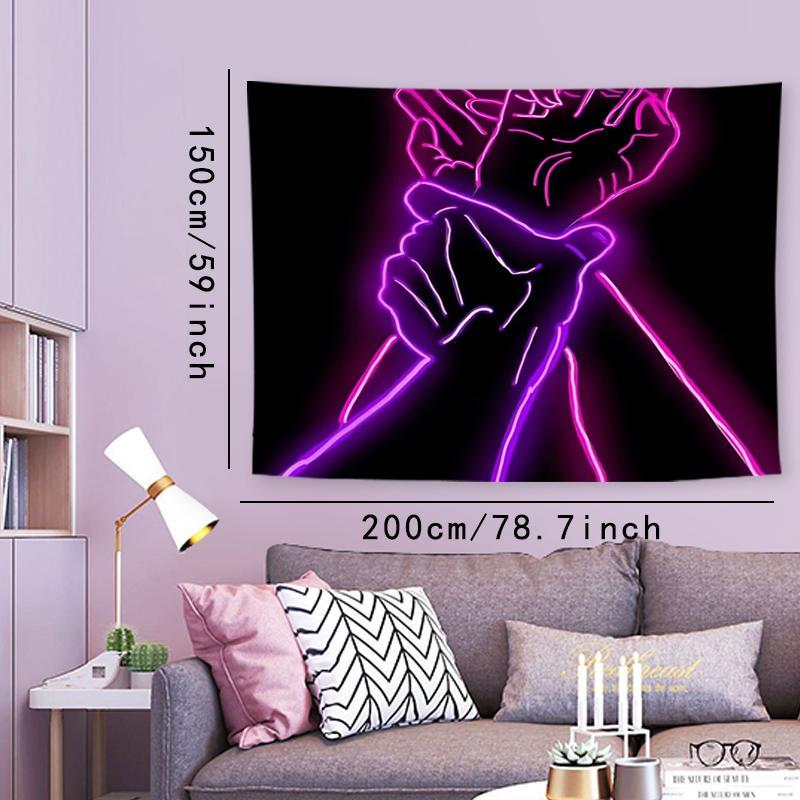 Neon Hand Pattern Tapestry Glow in The Dark for Room Decor, 1 Count Aesthetic Wall Hanging Decor, Wall Art for Home Living Room & Bedroom, Home Decor Accessories, Men Gifts, Fall Decor, Gift for Girlfriend, Pink, Decoration Items