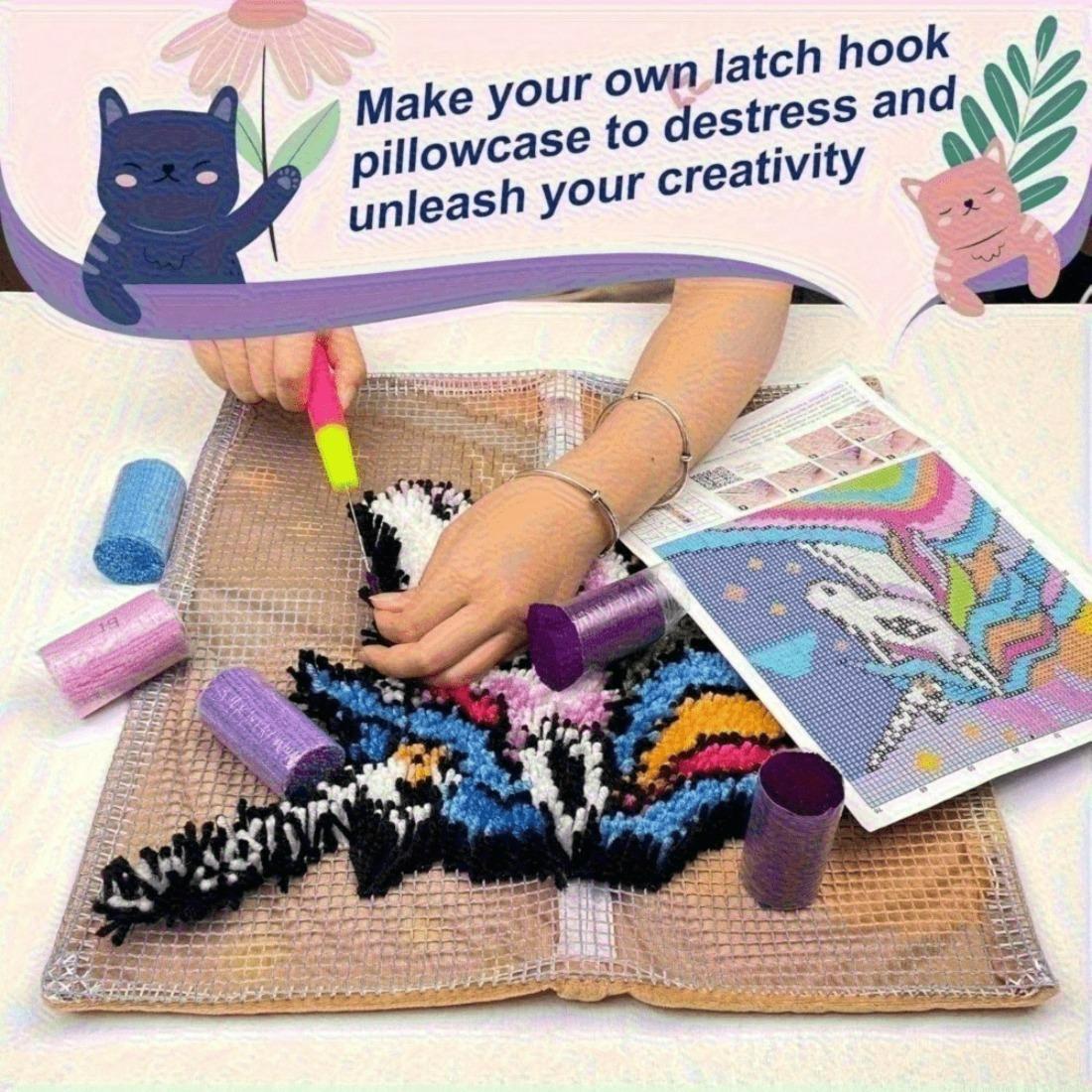 latch hook kits for adults Latch Cushion pcs, Beautiful Wolf King pattern pre-print Pillowcase, for or Beginners Adults to Knott, DIY Latch Hook pcs, 43cm x 43 cm/17inx17in( Wolf King )