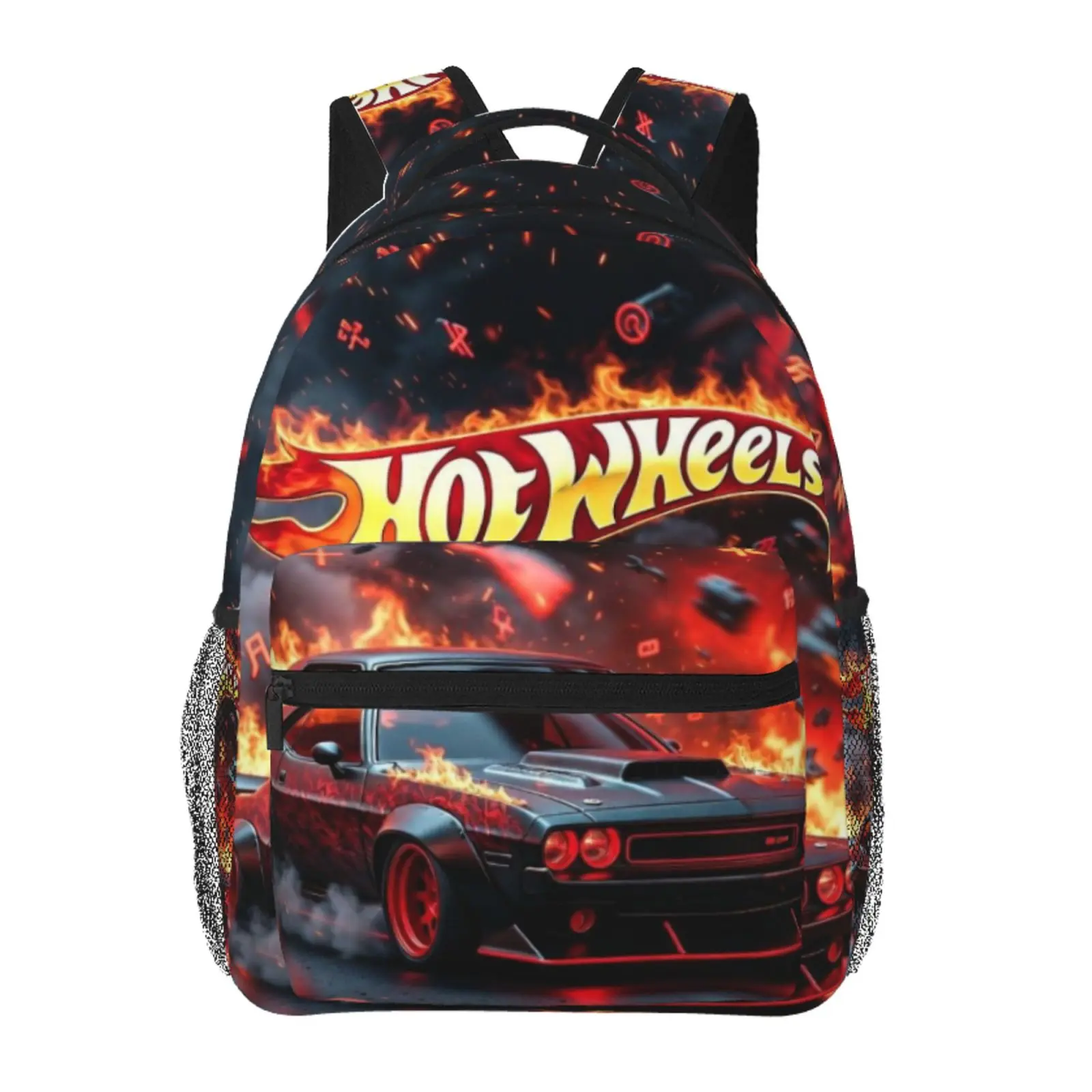Anime Hot Wheels3 Backpack, School bag Cute Girls Boys Teens Backpacks Kawaii Kids Lightweight backpack with adjustable straps Bookbag with for office travel bag