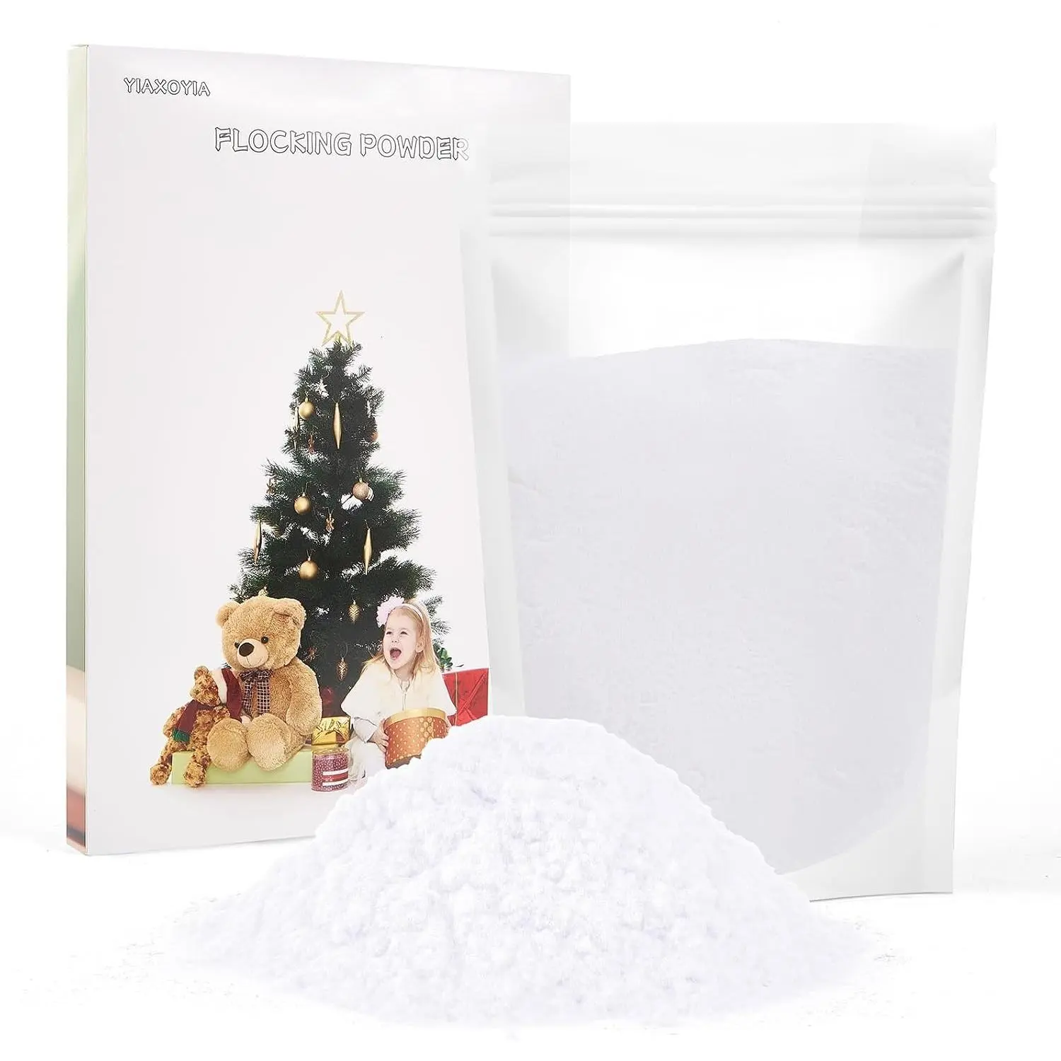 100g White Flocking Powder, Velvet Fibers for Christmas Tree Crafts, Squishy, Nails Art, Doll Decorations, DIY Scenery